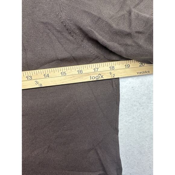 August Silk Womens Large Turtleneck Short Sleeve Top Lightweight Silk Brown - Picture 6 of 7